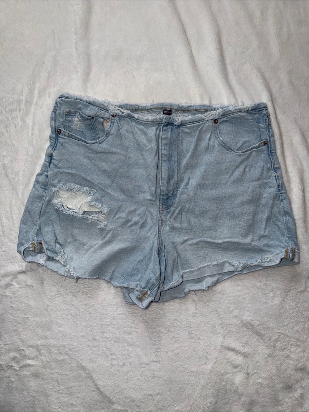 American Eagle Light Blue Distressed Denim Shorts